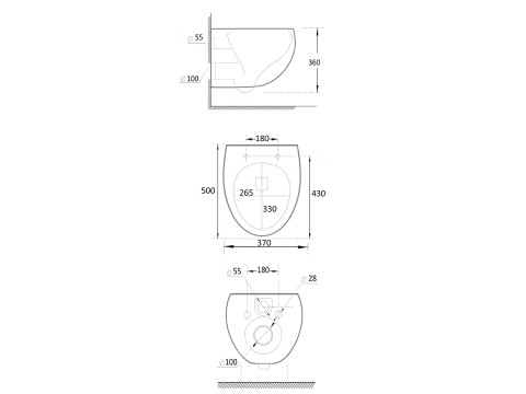 Hangend rimless toilet - Fresno