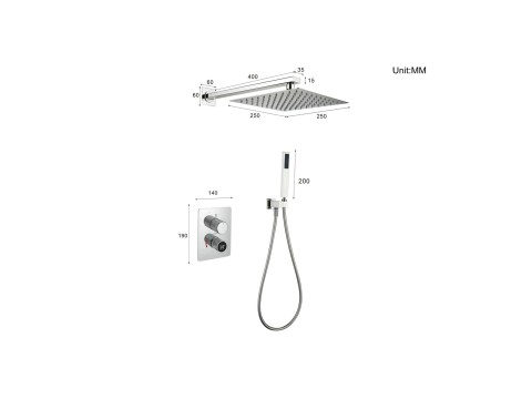 Inbouw regendoucheset - Digitaal display - Vince