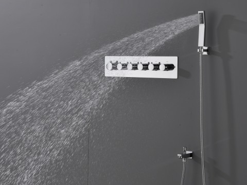 5 in 1 thermostatisch inbouw regendoucheset - Lion