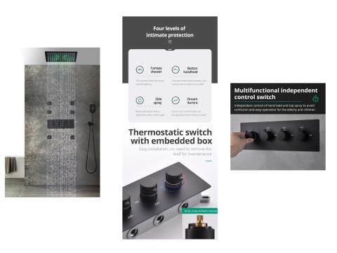 Thermostatische Inbouw regendoucheset - Boxer