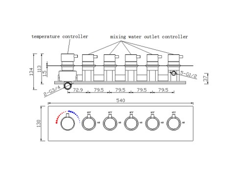 5 in 1 thermostatisch inbouw regendoucheset - Lion