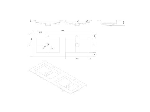 Inbouw wastafel - Solid surface - Ash
