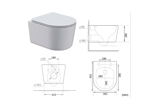 Hangend compact toilet - Kreta
