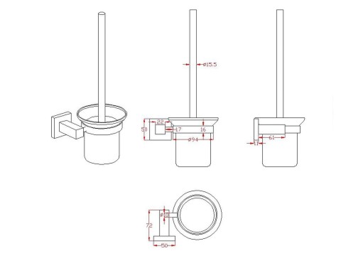 Luxe toiletaccessoires set 3-delig - Duke