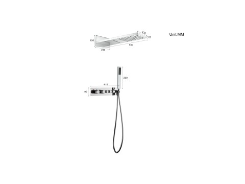 Thermostatische Inbouw regendoucheset - Waterval - Dex