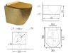Hangend rimless toilet - Alaska - Goud met gouden deksel