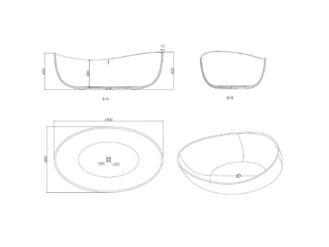 Vrijstaand bad - Solid surface - Ethan