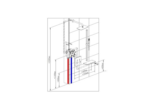 Thermostatische inbouw regendoucheset - Fossa