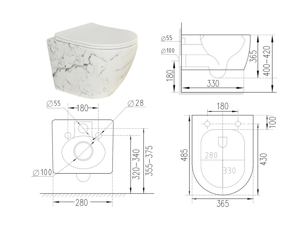 Hangend rimless toilet - Alaska