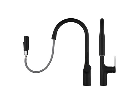 Keukenkraan - Uittrekbare uitloop - Mat zwart - Ruba