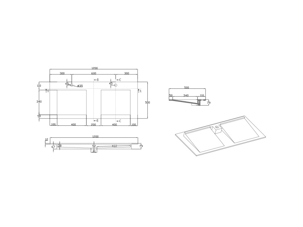 Inbouw wastafel - Solid surface - Sheila
