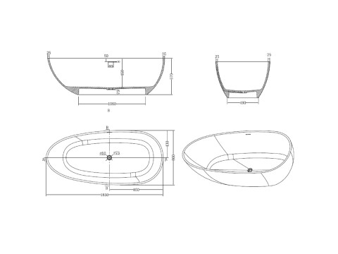Vrijstaand bad - Solid surface - Izak