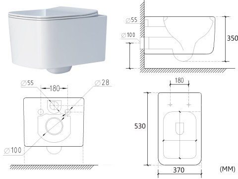 Hangend rimless toilet - Portland