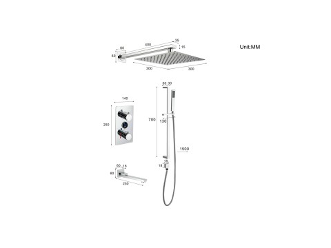 Inbouw regendoucheset - Digitaal display - Vincent