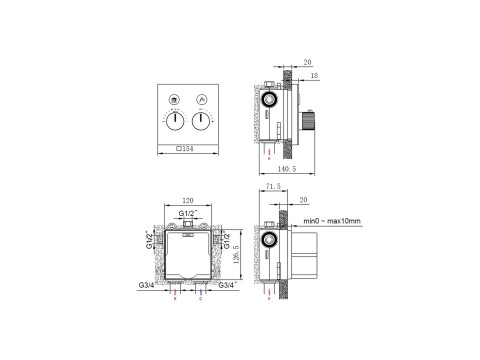 Thermostatische inbouw regendoucheset - Fossa